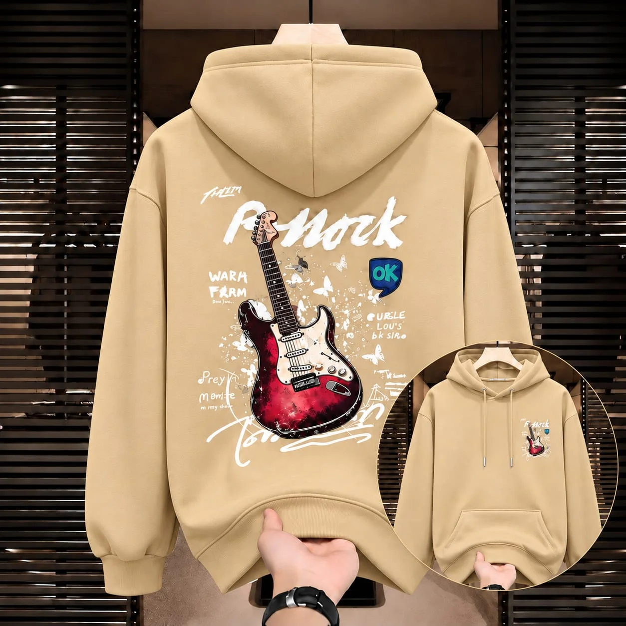 Stylish Solid Printed Cotton Hoodie — image 3
