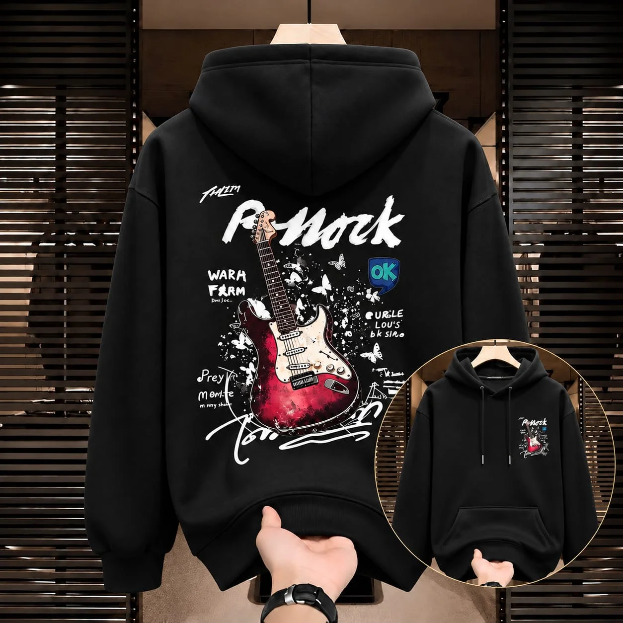 Stylish Solid Printed Cotton Hoodie — image 4