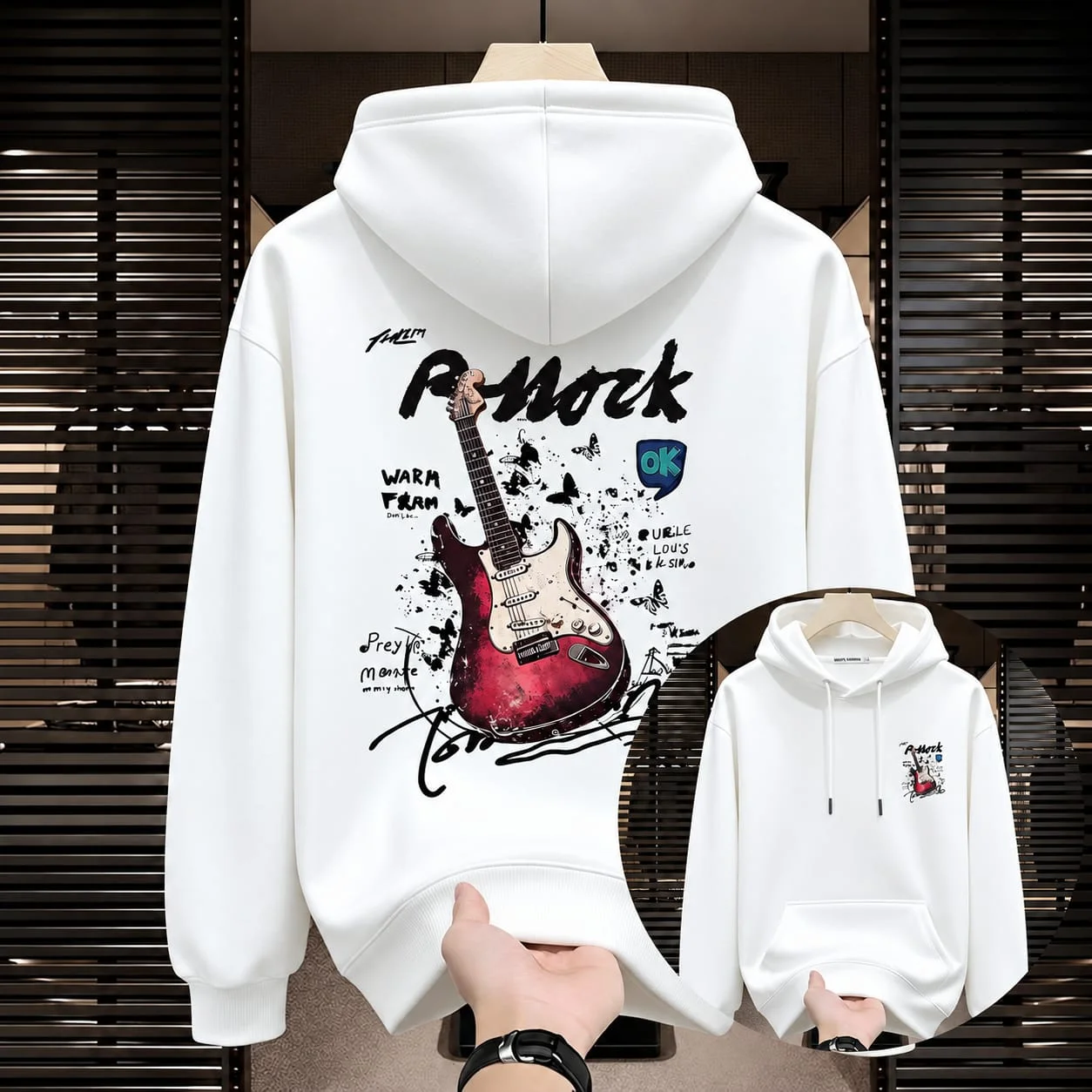 Stylish Solid Printed Cotton Hoodie — image 5