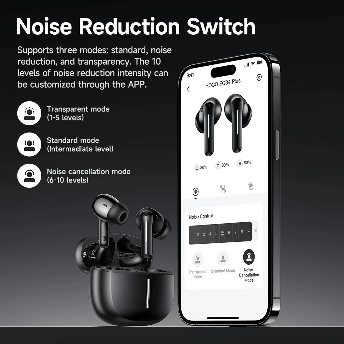 HOCO EQ34 Plus ANC App-Controlled Wireless Earbuds — image 3